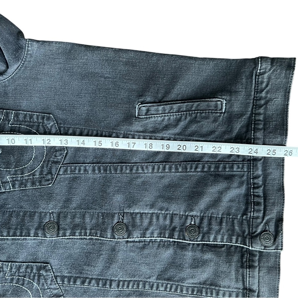 True Religion Black Denim Jacket Trucker Streetwear Size XL - Picture 4 of 10